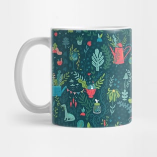 Cute Garden with cat, gnomes, dino Mug